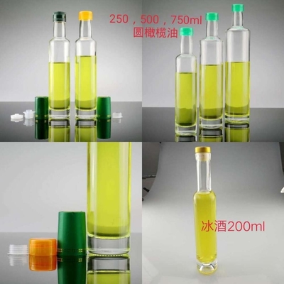 Botellas de licor de vidrio de vidrio de gran calidad de 200 ml, 375 ml, 500 ml y 750 ml con sellado de corcho