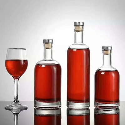 Botellas de licor de vidrio de vidrio de gran calidad de 200 ml, 375 ml, 500 ml y 750 ml con sellado de corcho