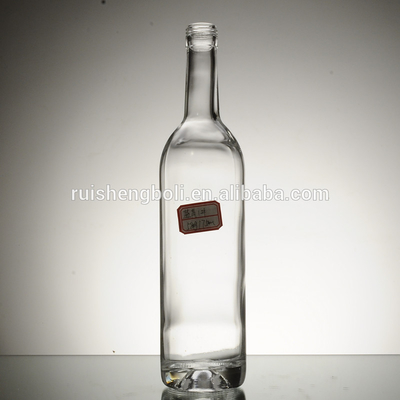 Manejo de la superficie de la decoración personalizada Gigante 750ml 1000ml vacío de ginebra de cerveza ron decantador de alcohol licor de ciruela botella de vidrio de vino
