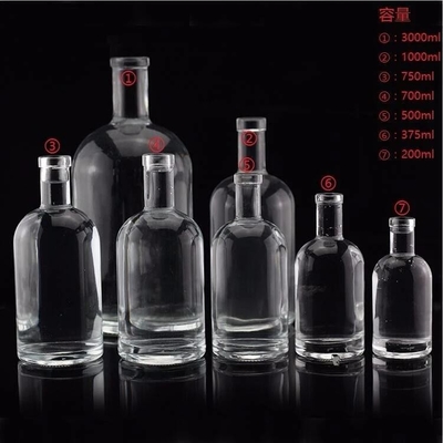 Botella de vidrio vacío para vodka, whisky y vino con capacidad de 250 ml 500 ml 700 ml 750 ml 1 l