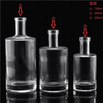 Botella de vidrio vacío para vodka, whisky y vino con capacidad de 250 ml 500 ml 700 ml 750 ml 1 l