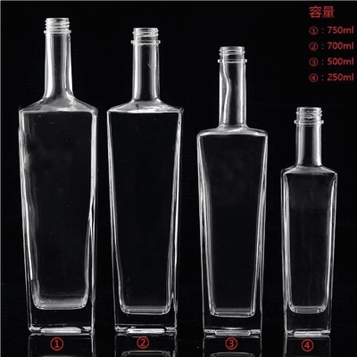 Botella de vidrio vacío para vodka, whisky y vino con capacidad de 250 ml 500 ml 700 ml 750 ml 1 l