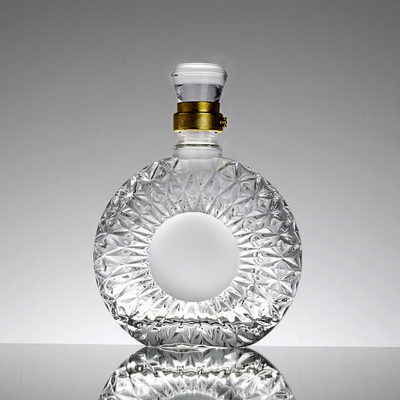 Material de vidrio de alta piedra 750 ml Botella de vodka clara para un gran evento