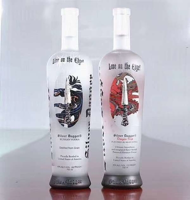 Botella de cristal blanco de vidrio XO/Brandy/Whiskey/Vodka con manipulación de la superficie de decal