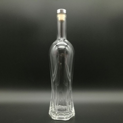 Términos de FOB Botella de agua de vidrio de cristal de súper sílex con tapones y superficie decal 750ml 1000ml