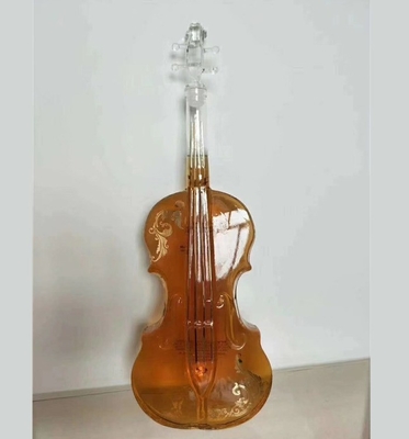 Forma de guitarra única Botella de vidrio personalizada para bebidas alcohólicas Material de impresión en pantalla