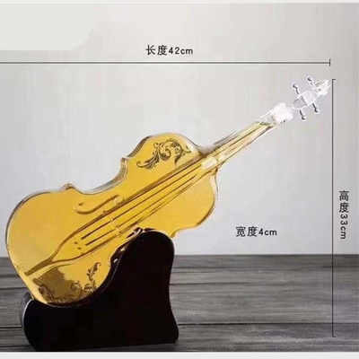 Forma de guitarra única Botella de vidrio personalizada para bebidas alcohólicas Material de impresión en pantalla