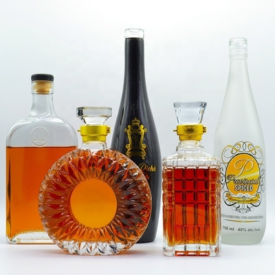 Botellas de vidrio 500ml 750ml Gin claro y vacío Vino Whiskey Brandy Vodka con certificado SGS