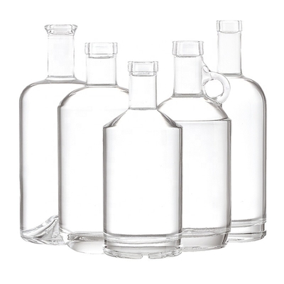 Material de vidrio Super Flint Impresión personalizada Botella de vidrio cuadrada para botella de ginebra de lujo