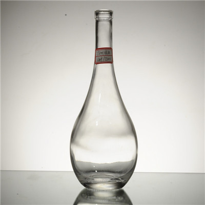 Botella de vidrio de estampado en caliente de proceso profundo para vino en forma de gota de agua