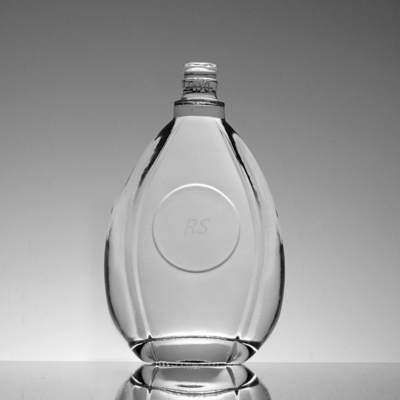 Botella de vidrio de estampado en caliente de proceso profundo para vino en forma de gota de agua