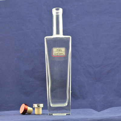 Botella de whisky de vidrio Super Flint claro 375ml 500ml Cuadrado Gin Seco Vodka Botella de vino