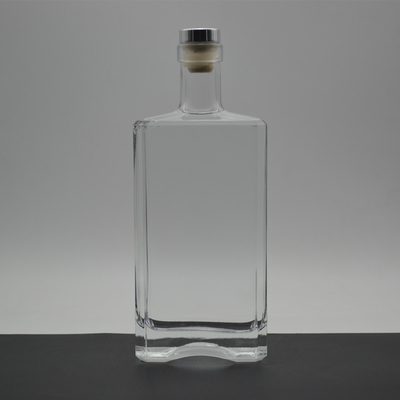 Botella de whisky de vidrio Super Flint claro 375ml 500ml Cuadrado Gin Seco Vodka Botella de vino