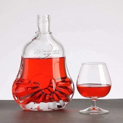 Botella de vidrio de vino de forma única y transparente con tapa de 750 ml certificada por SGS
