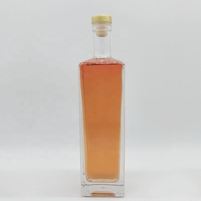 Botella de vidrio congelada de 750 ml para licor, brandy, whisky, vodka, ginebra, ron, forma cuadrada