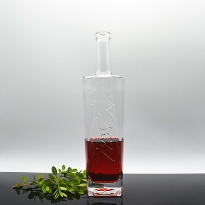 Botella de vidrio congelada de 750 ml para licor, brandy, whisky, vodka, ginebra, ron, forma cuadrada