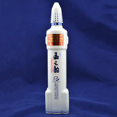 Botella de vidrio de vodka a medida de 750 ml en forma de cohete para bebidas en línea con tapa de tornillo