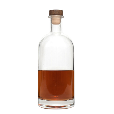 Botella de 750 ml de alcohol vacío con manejo de superficie de helado y material de vidrio de súper sílex