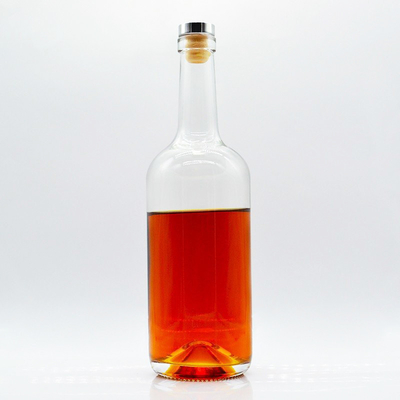 Botella de 750 ml de alcohol vacío con manejo de superficie de helado y material de vidrio de súper sílex