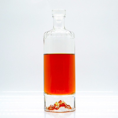 Botella de 750 ml de alcohol vacío con manejo de superficie de helado y material de vidrio de súper sílex