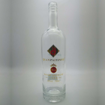 Botella de vidrio de vodka de color a medida 750 ml con material de vidrio de súper sílex