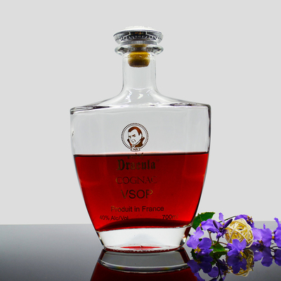 Super Flint 500ml 700ml 750ml Brandy Liquor Botellas de vidrio de vino con y diseño de moda