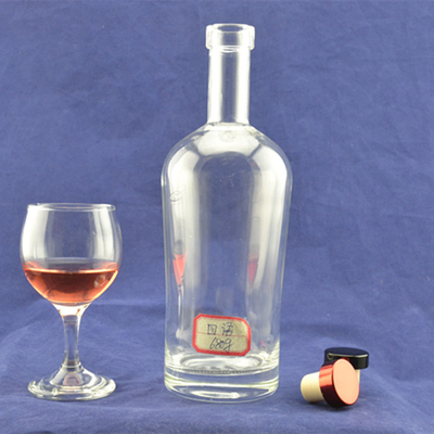 Collar de vidrio 750 ml Super Flint Rum Botella de licor vacía para el transporte de bebidas