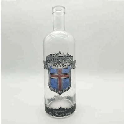 Super Flint Glass Collar Botellas de vodka de 750 ml con cerradura superior de tornillo Tipo de sellado en promoción