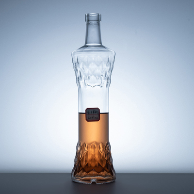 Botella de vidrio de material de súper sílex aceptable para licor hecho a medida