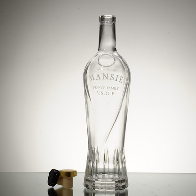 Material del cuello Botella de vidrio para vino con corchos y tapas Botella de brandy Xo vacía de 750 ml