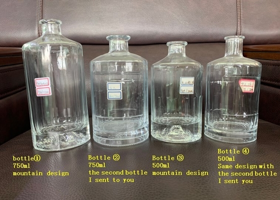 Vidrio de sílex extra blanco 350 ml 500 ml 700 ml 750 ml Botella de vidrio de whisky de licores
