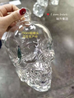 Envase de vidrio transparente de 700 ml 750 g para botella de cráneo de violín de forma especial