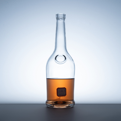 Collar de vidrio de piedra súper alto botellas de vidrio transparentes para vodka