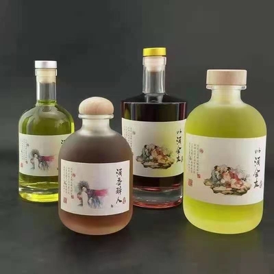 Botella de alcohol de alta capacidad de licor/alcoholes/XO/brandy de vidrio con tapa de vidrio de súper sílex