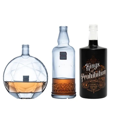 Botella de alcohol de alta capacidad de licor/alcoholes/XO/brandy de vidrio con tapa de vidrio de súper sílex
