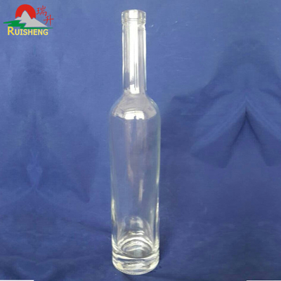Material de vidrio de alta piedra 750 ml Botella de vidrio de forma cilíndrica para alcohol licoroso