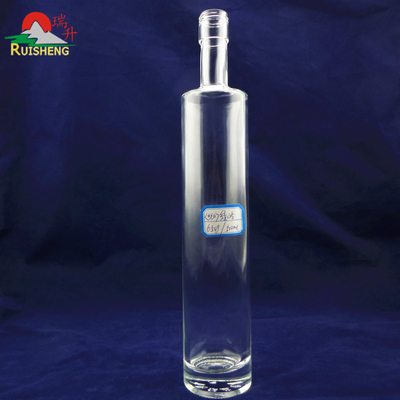 Material de vidrio de alta piedra 750 ml Botella de vidrio de forma cilíndrica para alcohol licoroso
