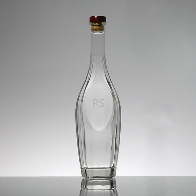 Botella de vidrio de licor delgado para whisky/brandy/vodka sellada con tapa giratoria