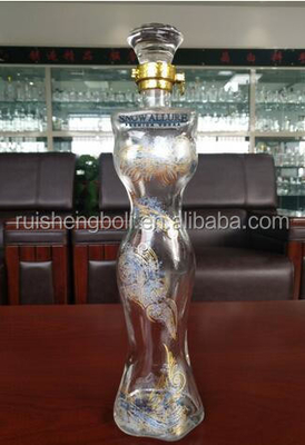 Botella de tequila en forma de mujer de vidrio para bares y restaurantes