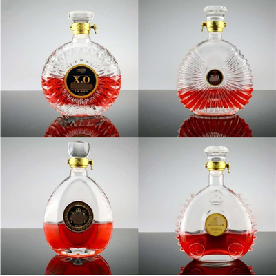 Botellas de vidrio en forma de guitarra de 750 ml para Brandy Vodeka Vino de color pintado y duradero