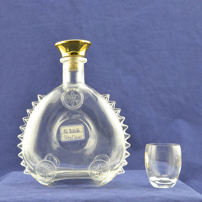 Botellas de vidrio de súper sílex con certificación ISO14001 para la fabricación de XO/brandy/whisky/vodka