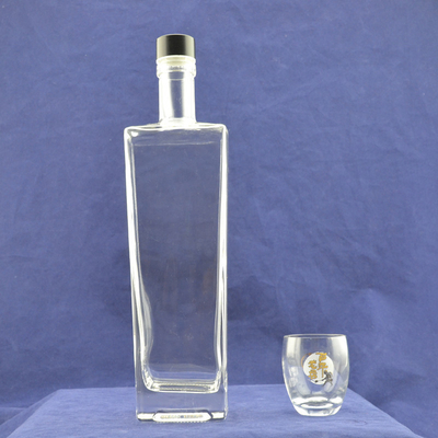 Botellas de vidrio de súper sílex con certificación ISO14001 para la fabricación de XO/brandy/whisky/vodka