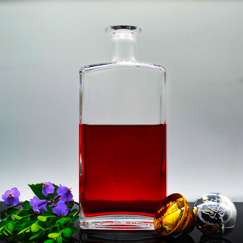 Botella de vidrio elegante de vodka de ginebra 500ml 750ml 1000ml volumen para botella de vidrio personalizada