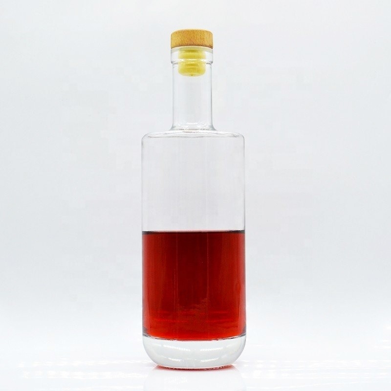 500 ml 750 ml botella de vidrio transparente de forma personalizada para whisky, brandy, tequila, ginebra y vodka