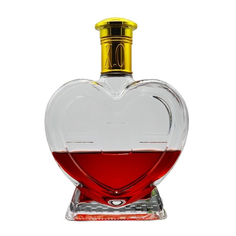 Material de vidrio de alta piedra de lujo Botellas de vidrio de whisky vacío con corcho y logotipo Decal