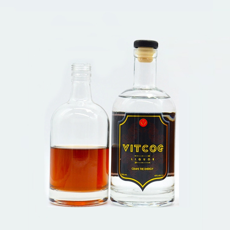 Botellas de licor de vidrio de 375 ml 500 ml 700 ml 750 ml de diferentes tamaños para vodka whisky ron ginebra
