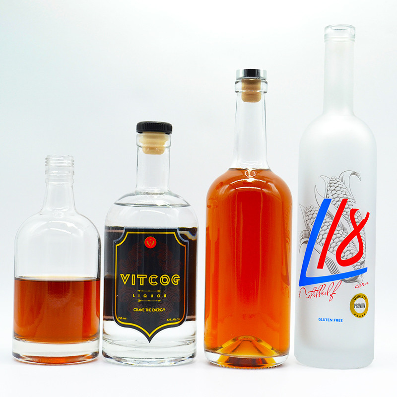 Vidrio de Super Flint 70cl Botella de vidrio de boca ancha de 1 litro para bebidas espirituosas Liquor transparente vacío