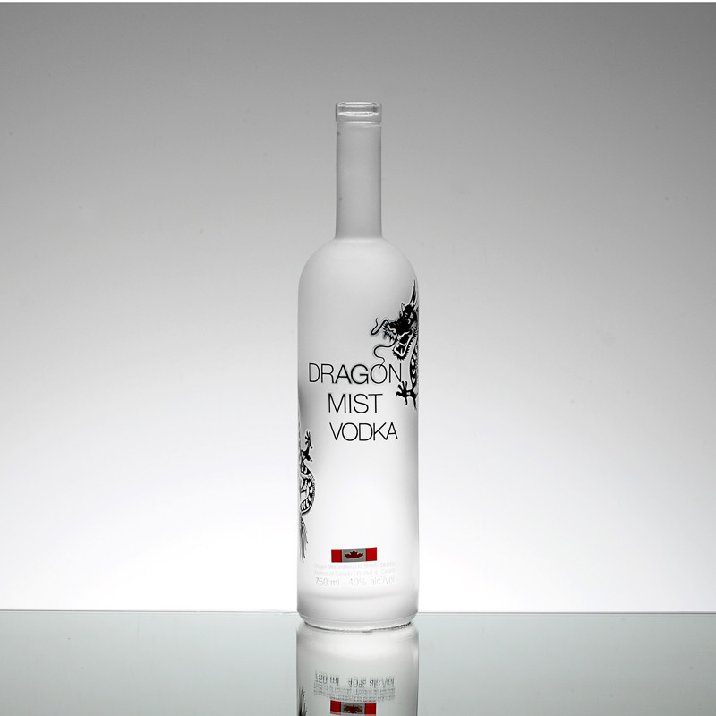 Botella de vidrio de 375ml 700ml 750ml de vodka whisky licor con diseño personalizado y superficie de hielo