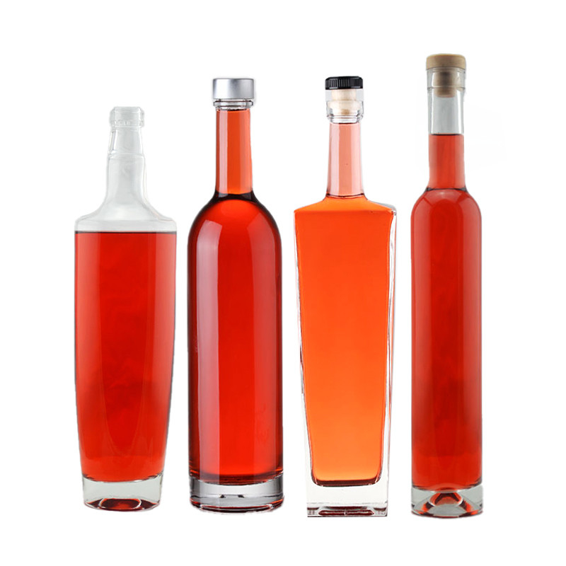 Botella de vidrio de vodka de licor con tapa de tornillo de oro transparente cuadrada 0,5L 1000ml