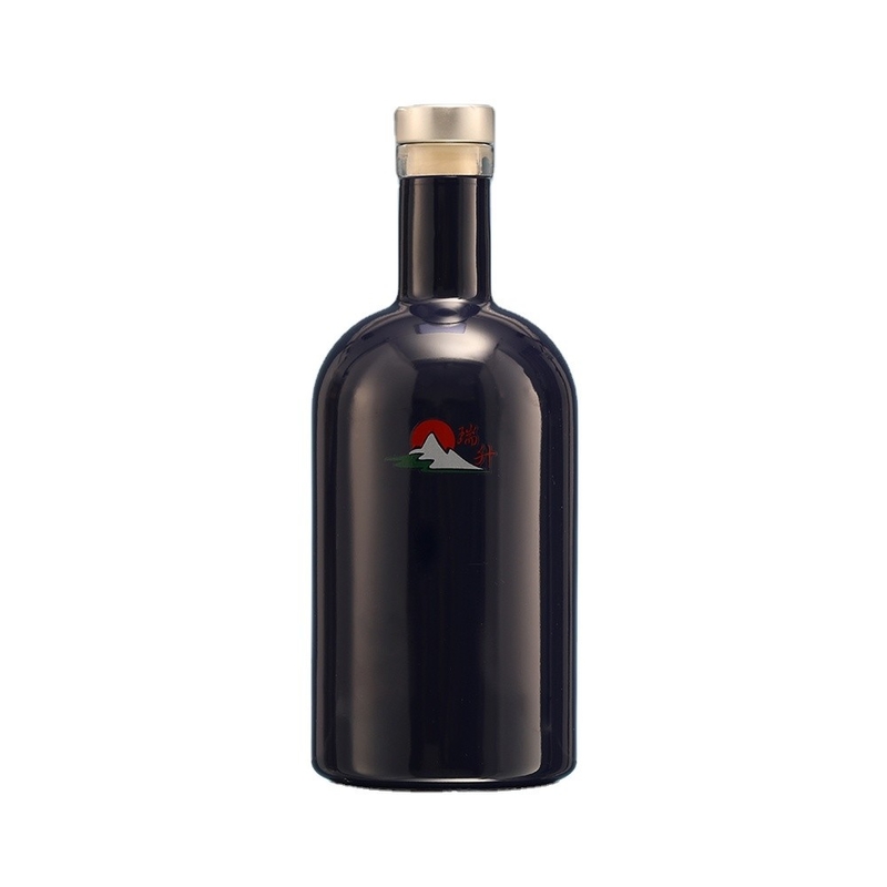 Botellas de vino de vidrio de tamaño personalizado para almacenar whisky y vino en vidrio de súper sílex